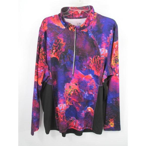 Champion Tops - Champion Pullover 1/4 Zip Top Women 2X Multicolor Abstract Athleisure Athletic
